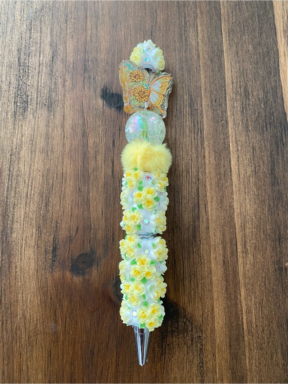 Yellow Floral Butterfly Hair Accessory Clip